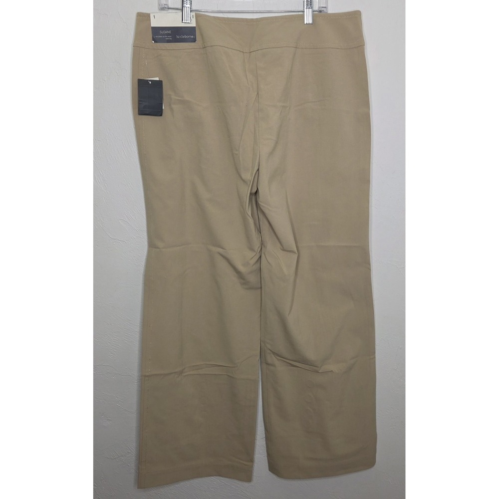 *NEW w/Tags Women's Liz Claiborne Size 16 Tan Stretch Sloane Wide Leg Pants - Picture 3 of 9